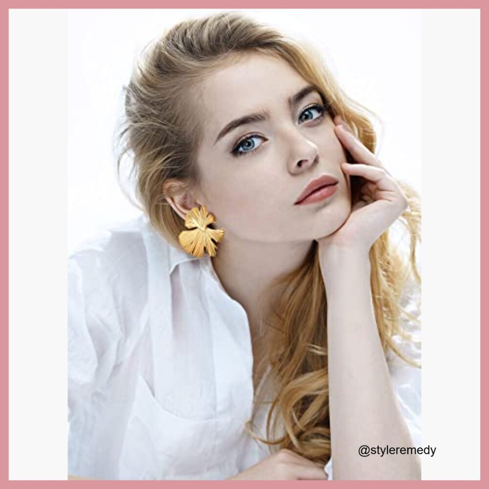 6 Pair Gold Statement Earrings Large Geometric Dr… - image 5